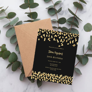 Black gold birthday invitation
