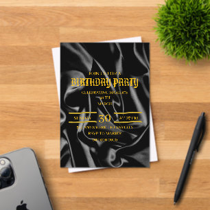 Black & Gold Birthday Invitation, 30th Birthday Ev Acrylic Invitations