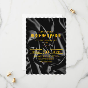 Black & Gold Birthday Invitation, 30th Birthday Ev Save The Date