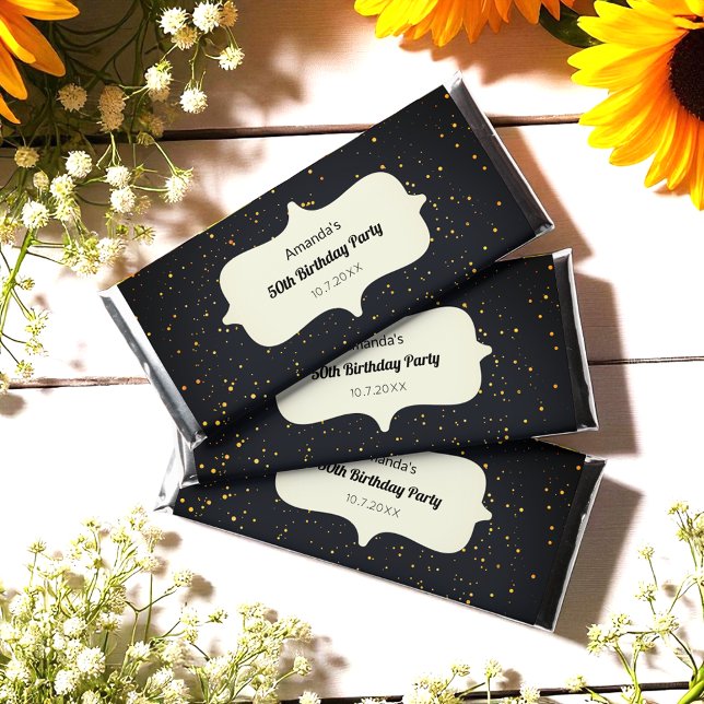 Black Gold Birthday Party  Hershey Bar Favors (Creator Uploaded)