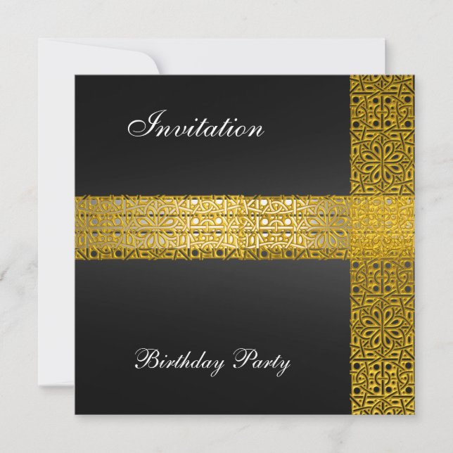 Black Gold Birthday Party Invitation (Front)