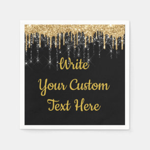 Black Gold Birthday Party Serviettes Anniversary Napkins