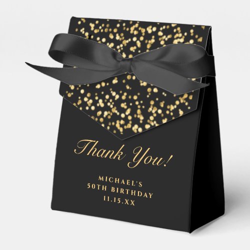 Black  Gold Birthday Party Thank You Favor Boxes