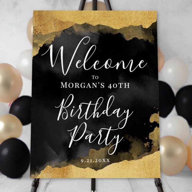 Black Gold Birthday Party Welcome Foam Board (Black Gold Birthday Party Welcome Foam Board)