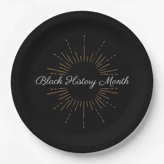 Black & Gold Black History Month Paper Plates (Front)