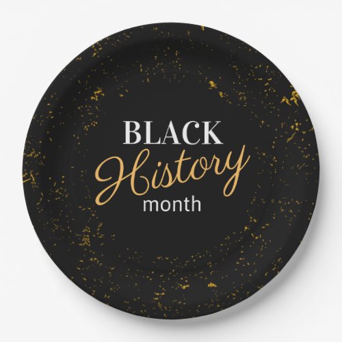 Black  Gold Black History Month Paper Plates