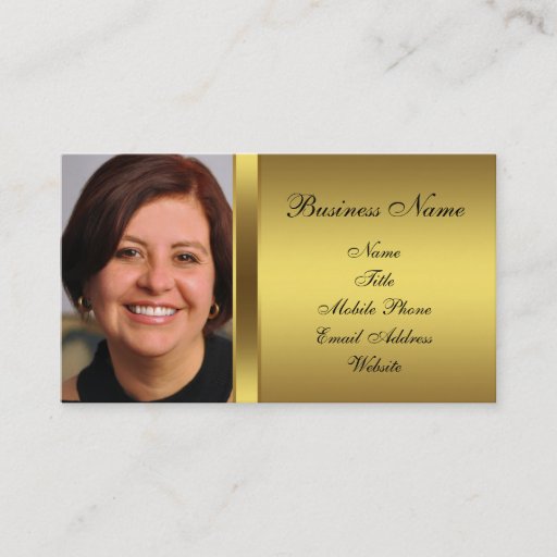 Customizable Black Gold Black Photo Business Card