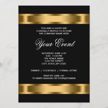 Black Gold Black Tie Corporate Party Template by decembermorning at Zazzle