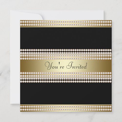 Black Gold Black Tie Party Corporate Party Personalized Invites