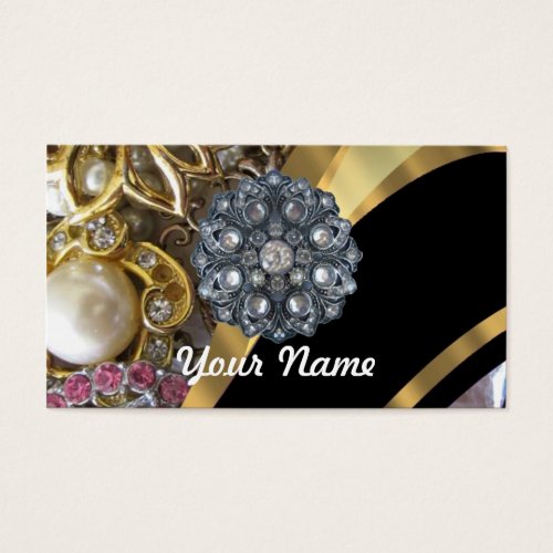 Black &amp; gold bling business card