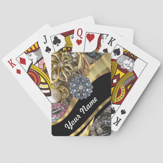 Black & gold bling poker cards (Back)