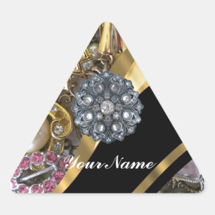Black & gold bling triangle sticker