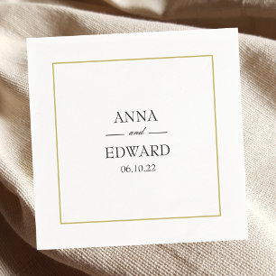 Black Gold Block Bride and Groom Wedding Napkins