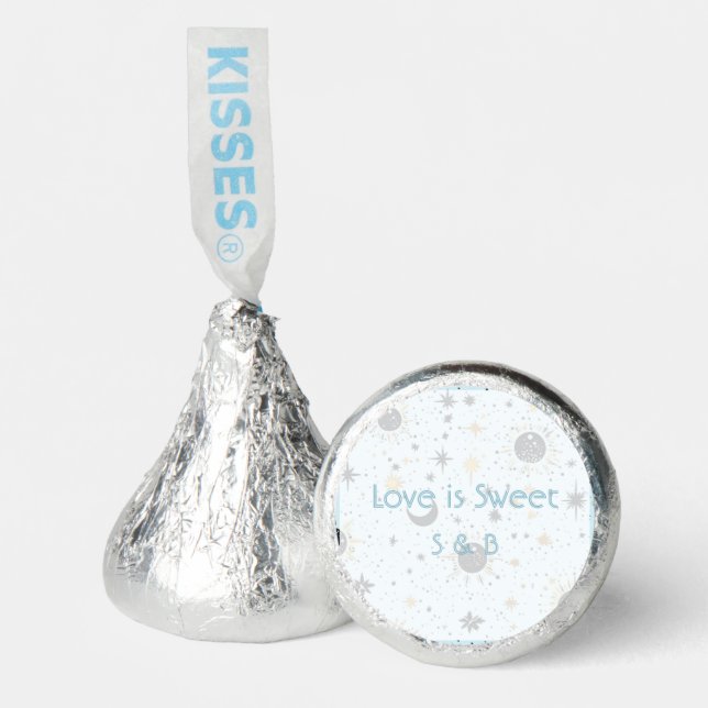 Black Gold Blue Celestial  Chocolate Wedding Hershey®'s Kisses® (Front)