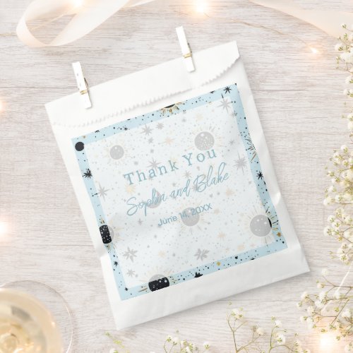 Black Gold Blue Celestial Wedding Favor Bags