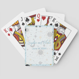 Black Gold Blue Celestial Wedding Poker Cards