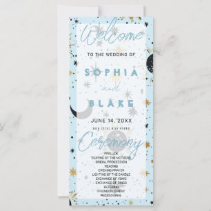 Black Gold Blue Celestial Wedding Program