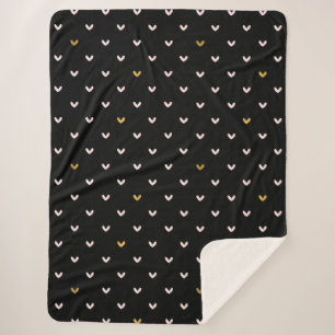 Black Gold Blush Pink Hearts Sherpa Blanket