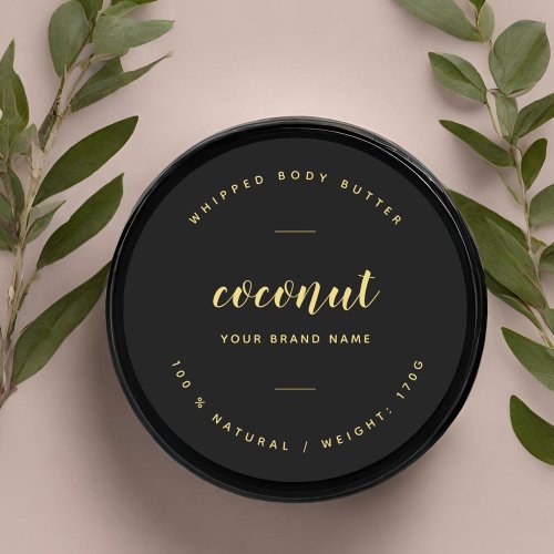 Black gold body butter packaging label