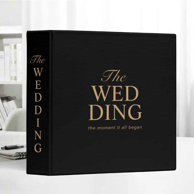 Black Gold Bold Wedding Typography Trendy 3 Ring Binder (Creator Uploaded)