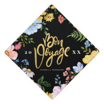 Black & Gold "Bon Voyage" Floral Graduation