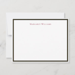 Black Gold Border Burgundy Text Professional Note Card