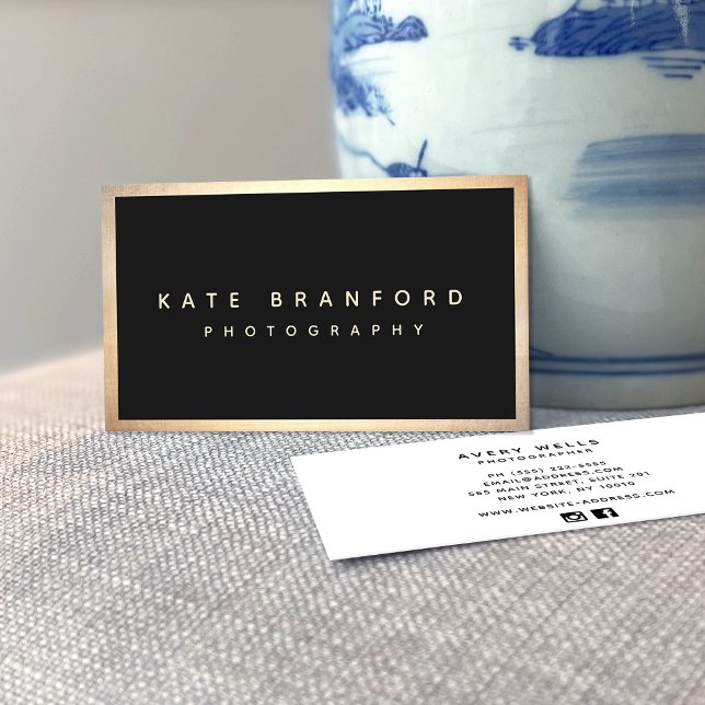 Black Gold Border Modern  Professional  Business Card (Creator Uploaded)