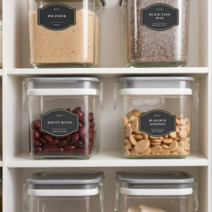 Black Gold Border Pantry Organization Badge Labels