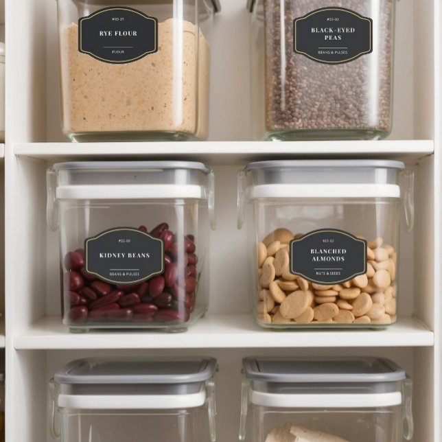 Black Gold Border Pantry Organization Badge Labels (Creator Uploaded)