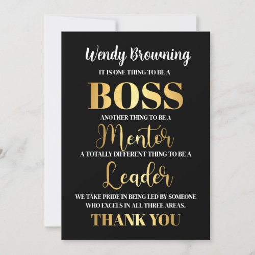 Black  Gold Boss appreciation week  Holiday Card