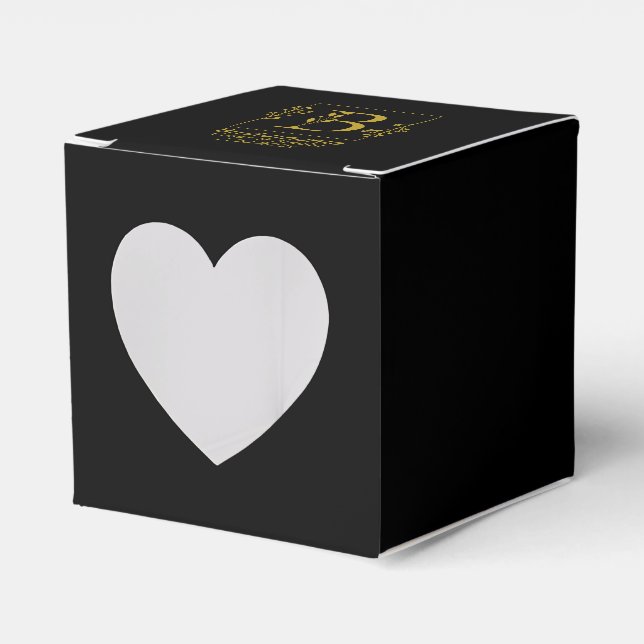 Black & Gold Botanical Letter B Personalized  Favor Boxes (Front Side)