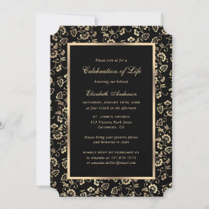 Black Gold Botanical Memorial Celebration of Life Invitation