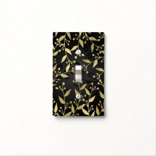 Black & Gold Botanical Modern Rustic Branches Light Switch Cover