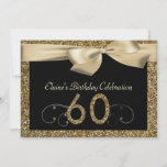 Black Gold Bow 60th Woman&#39;s Birthday Invitation at Zazzle