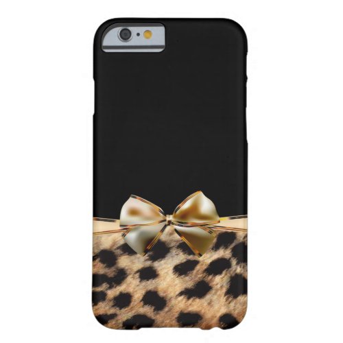 Black  Gold Bow Leopard Cheetah Animal Print Barely There iPhone 6 Case