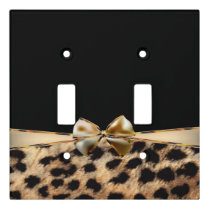 Black & Gold Bow Leopard Cheetah Animal Print Light Switch Cover