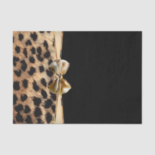 Black & Gold Bow Leopard Cheetah Animal Print Tissue Paper