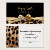 Black Gold Bow Leopard Cheetah Baby Shower Raffle (Front & Back)