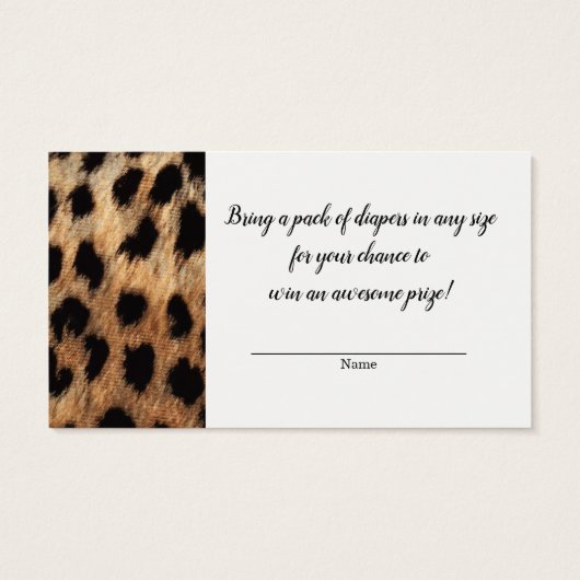 Black Gold Bow Leopard Cheetah Baby Shower Raffle (Back)