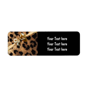 Black & Gold Bow Leopard Cheetah Glam Party Label