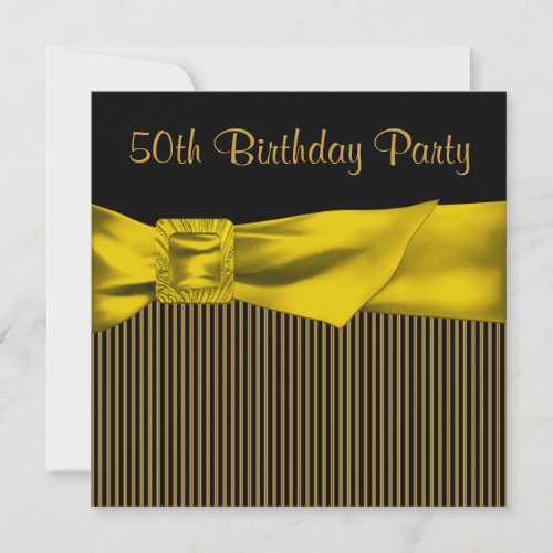 Black Gold Bow Womans 50th Birthday Party Personalized Invite