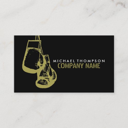 Black  Gold Boxing Gloves Boxer Boxing Trainer Business Card