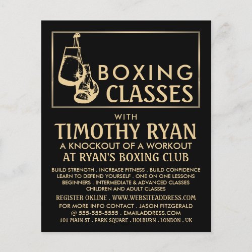 Black  Gold Boxing Gloves Boxing Class Advert Flyer