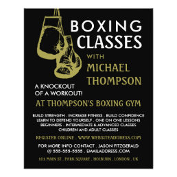 Black &amp; Gold Boxing Gloves, Boxing Class Advert Flyer