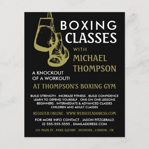 Black  Gold Boxing Gloves Boxing Class Advert Flyer
