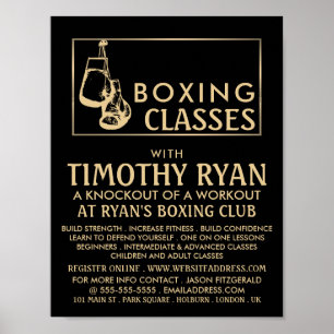 Black & Gold Boxing Gloves, Boxing Class Advert Poster