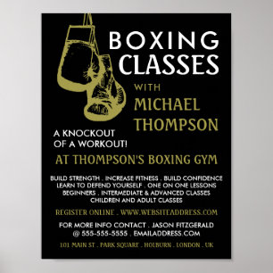 Black & Gold Boxing Gloves, Boxing Class Advert Poster