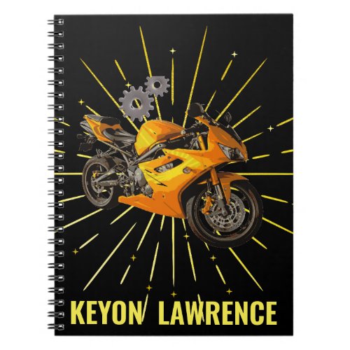 Black  Gold Boy Motorbike Motorcycle Bike Custom  Notebook