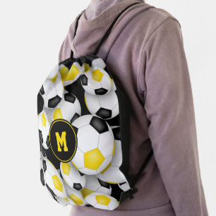black gold boys girls team colors soccer drawstring bag