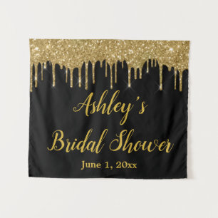 Black Gold Bridal Shower Backdrop Photo Booth Prop